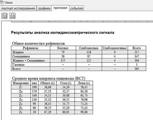 Рис. 8. Фрагмент протокола исследования